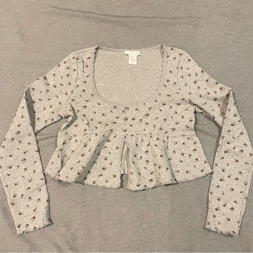 Vintage-Inspired Floral Cropped Baby Doll Top Size Large